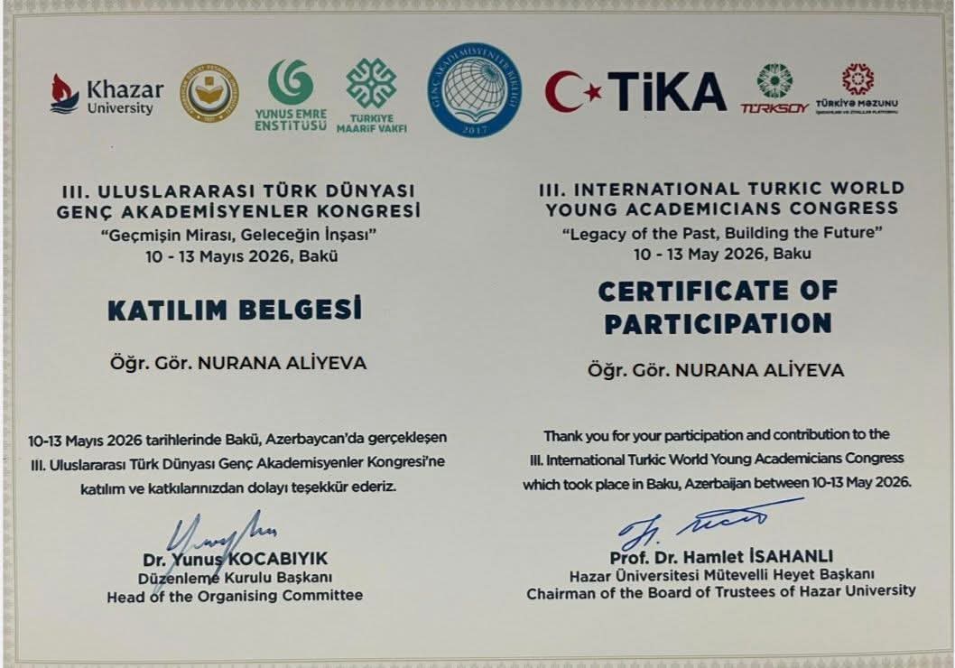 BQU nümayəndəsi III Türk Dünyası Gənc Tədqiqatçılar Beynəlxalq Konfransında iştirak edib