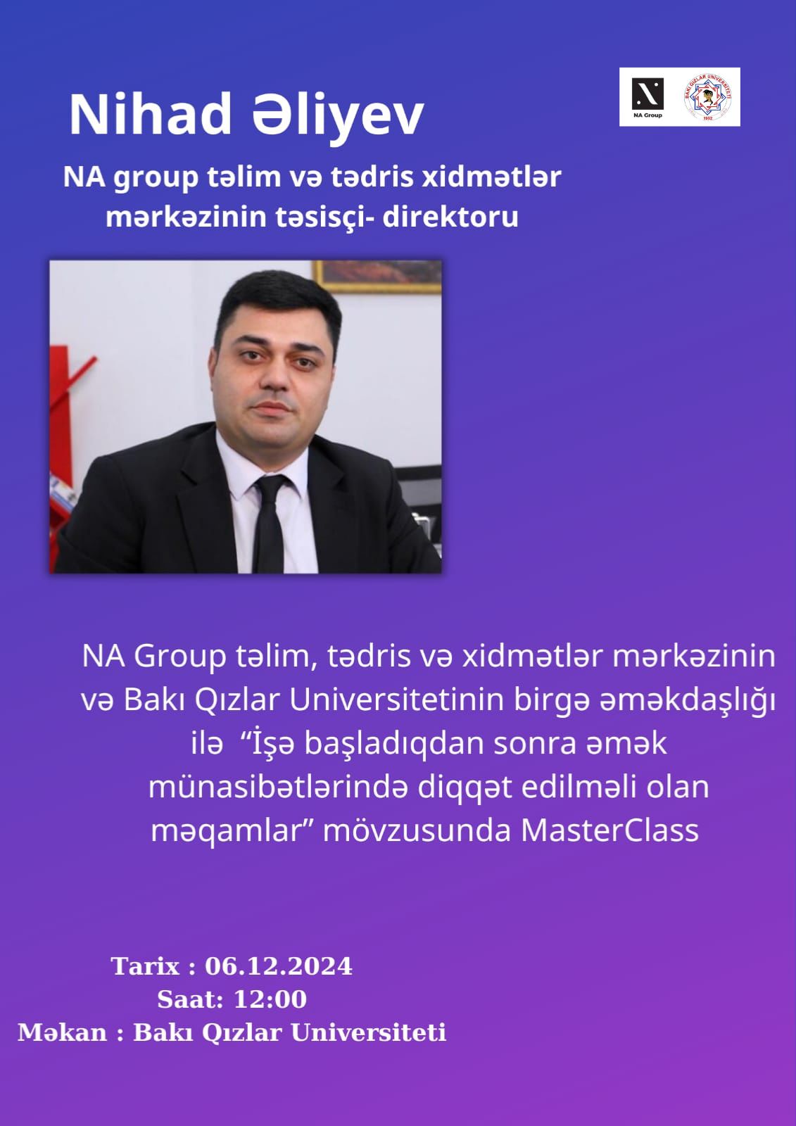 BQU-da  “İşə başladıqdan sonra əmək münasibətlərində diqqət edilməli olan məqamlar” mövzusunda MasterClass