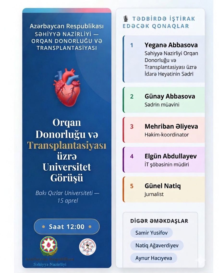 ORQAN DONORLUĞU VƏ TRANSPLANTASİYASI ÜZRƏ UNİVERSİTET GÖRÜŞÜ