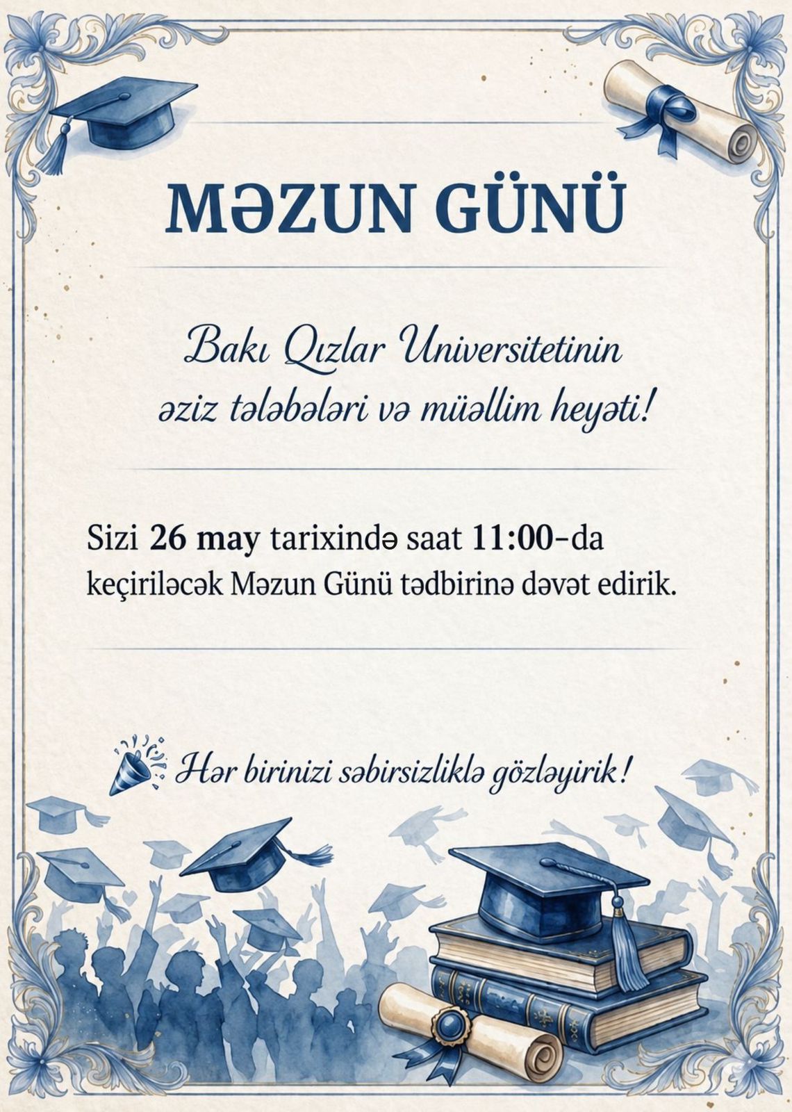 Bakı Qızlar Universitetində “Məzun Günü” tədbiri keçiriləcək