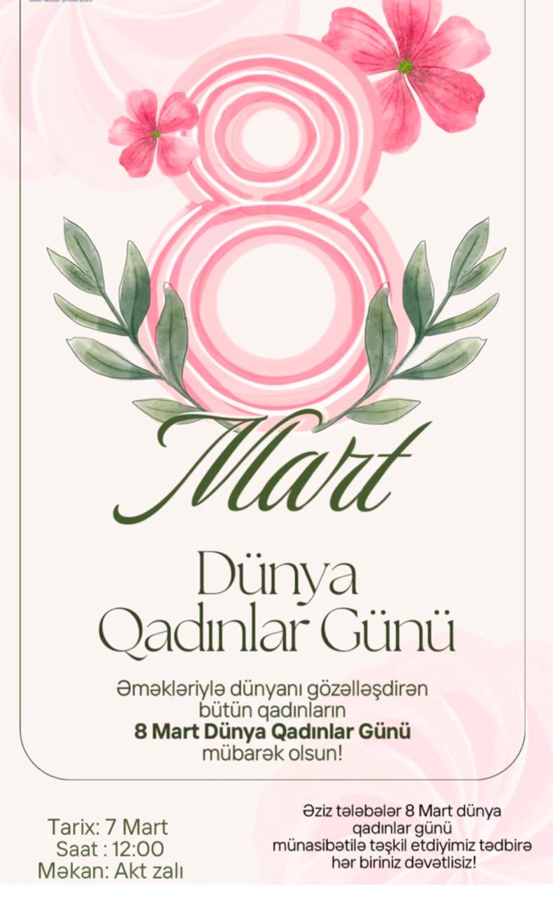 8 Mart – Beynəlxalq Qadınlar Günü